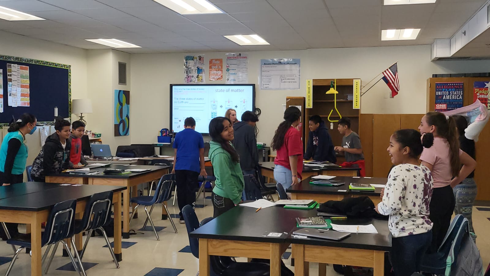Students collaborating in a classroom
